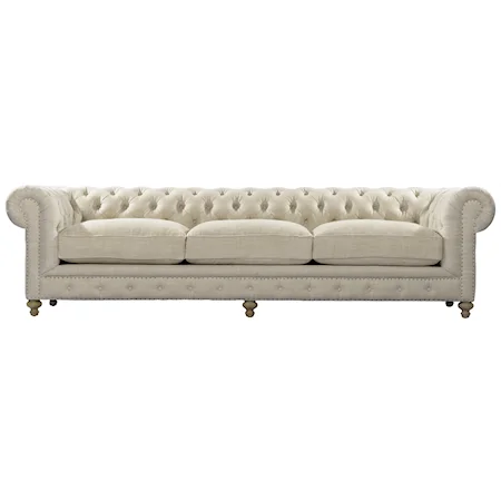 Extra Long Cigar Club Sofa in Classic Chesterfield Design